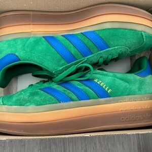 Adidas Gazelle Green and Blue shoes